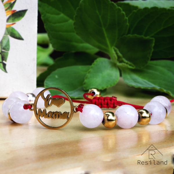 Pulsera De Cuarzo Rosa: Yo Amo A Mamá